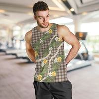 Aloha Puakenikeni Anthurium Pikake Lei Men Tank Top Chocolate Hawaiian Palaka Pattern