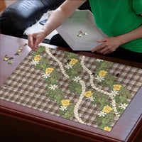 Aloha Puakenikeni Anthurium Pikake Lei Puzzle Chocolate Hawaiian Palaka Pattern