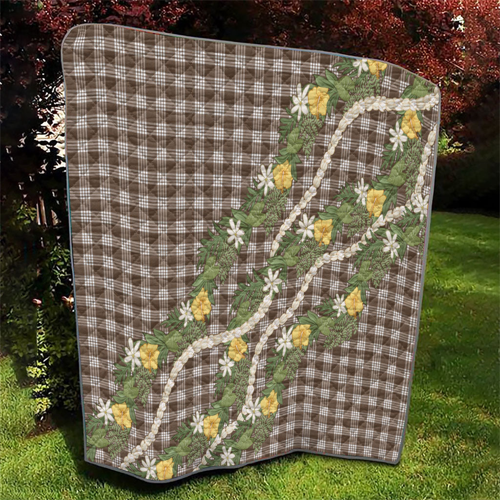 Aloha Puakenikeni Anthurium Pikake Lei Quilt Chocolate Hawaiian Palaka Pattern