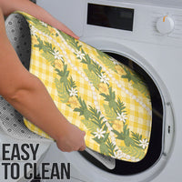 Aloha Puakenikeni Anthurium Pikake Lei Bathroom Set Gold Hawaiian Palaka Pattern