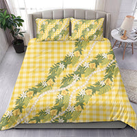 Aloha Puakenikeni Anthurium Pikake Lei Bedding Set Gold Hawaiian Palaka Pattern