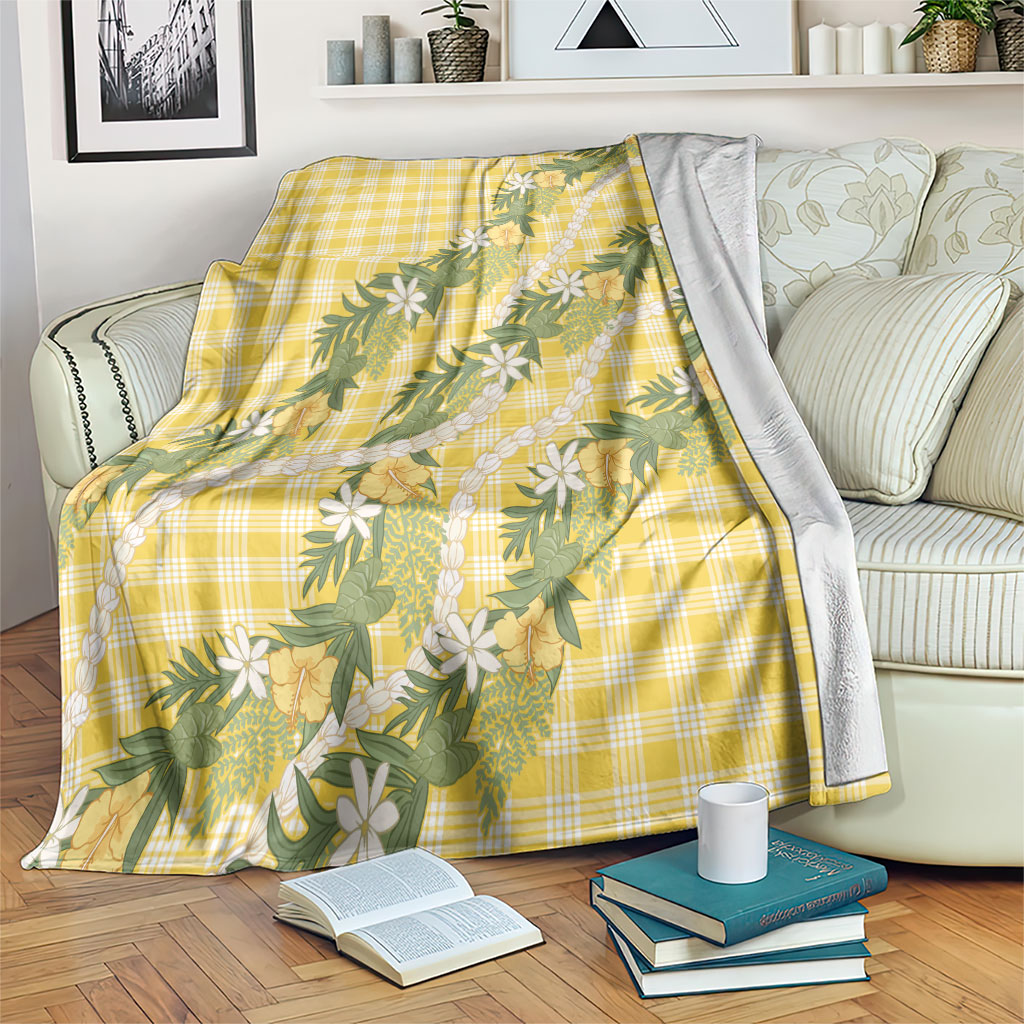 Aloha Puakenikeni Anthurium Pikake Lei Blanket Gold Hawaiian Palaka Pattern