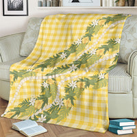 Aloha Puakenikeni Anthurium Pikake Lei Blanket Gold Hawaiian Palaka Pattern