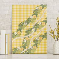 Aloha Puakenikeni Anthurium Pikake Lei Canvas Wall Art Gold Hawaiian Palaka Pattern