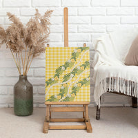 Aloha Puakenikeni Anthurium Pikake Lei Canvas Wall Art Gold Hawaiian Palaka Pattern