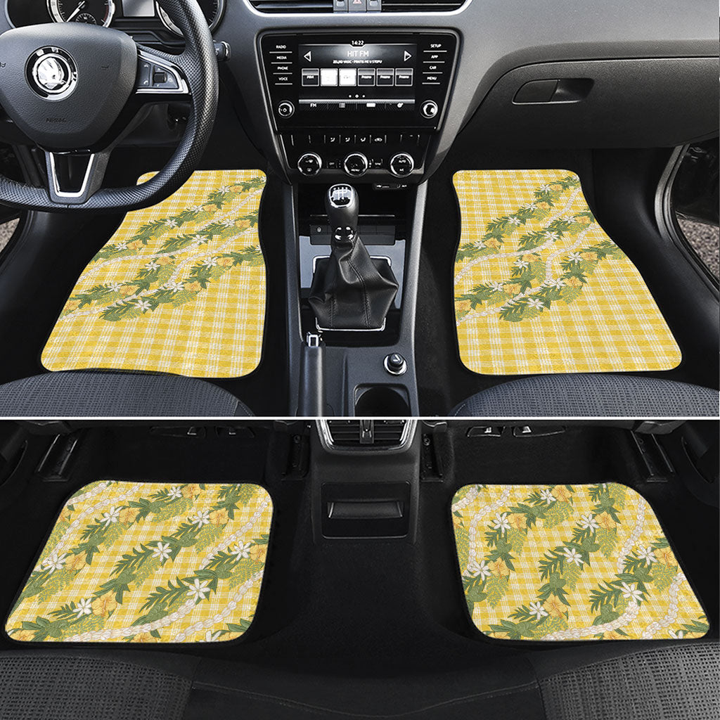 Aloha Puakenikeni Anthurium Pikake Lei Car Mats Gold Hawaiian Palaka Pattern