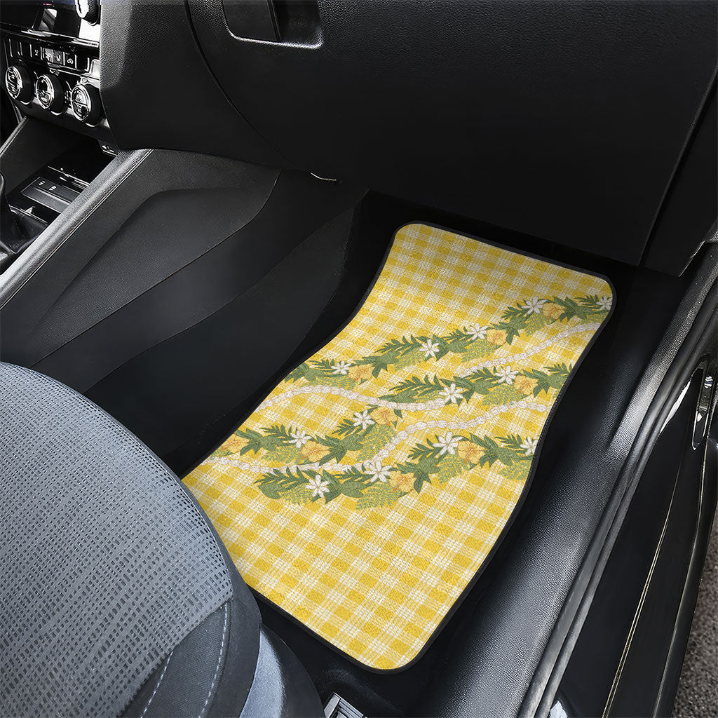 Aloha Puakenikeni Anthurium Pikake Lei Car Mats Gold Hawaiian Palaka Pattern