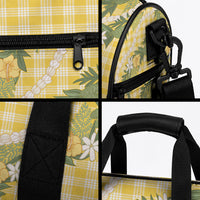 Aloha Puakenikeni Anthurium Pikake Lei Duffle Bag Gold Hawaiian Palaka Pattern LT9 - Polynesian Pride