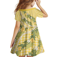 Aloha Puakenikeni Anthurium Pikake Lei Family Matching Mermaid Dress and Hawaiian Shirt Gold Hawaiian Palaka Pattern LT9 - Polynesian Pride