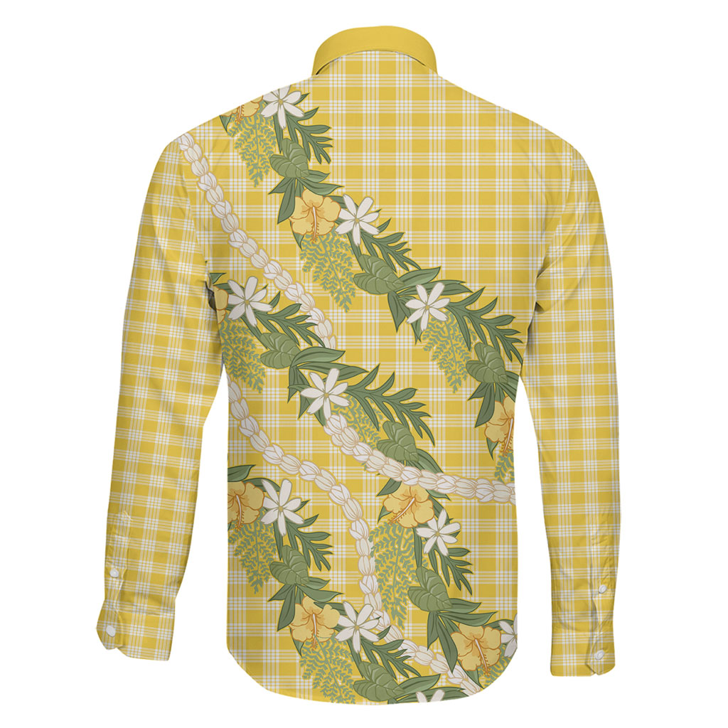 Aloha Puakenikeni Anthurium Pikake Lei Family Matching Off Shoulder Maxi Dress and Hawaiian Shirt Gold Hawaiian Palaka Pattern LT9 - Polynesian Pride