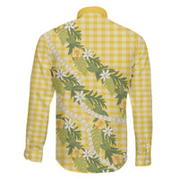 Aloha Puakenikeni Anthurium Pikake Lei Family Matching Tank Maxi Dress and Hawaiian Shirt Gold Hawaiian Palaka Pattern LT9 - Polynesian Pride
