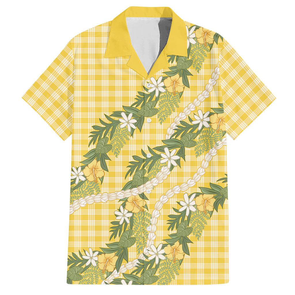 Aloha Puakenikeni Anthurium Pikake Lei Hawaiian Shirt Gold Hawaiian Palaka Pattern