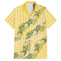 Aloha Puakenikeni Anthurium Pikake Lei Hawaiian Shirt Gold Hawaiian Palaka Pattern