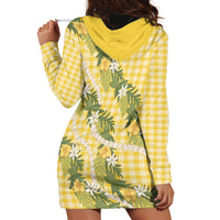 Aloha Puakenikeni Anthurium Pikake Lei Hoodie Dress Gold Hawaiian Palaka Pattern