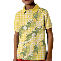 Aloha Puakenikeni Anthurium Pikake Lei Kid Polo Shirt Gold Hawaiian Palaka Pattern