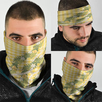 Aloha Puakenikeni Anthurium Pikake Lei Neck Gaiter Gold Hawaiian Palaka Pattern