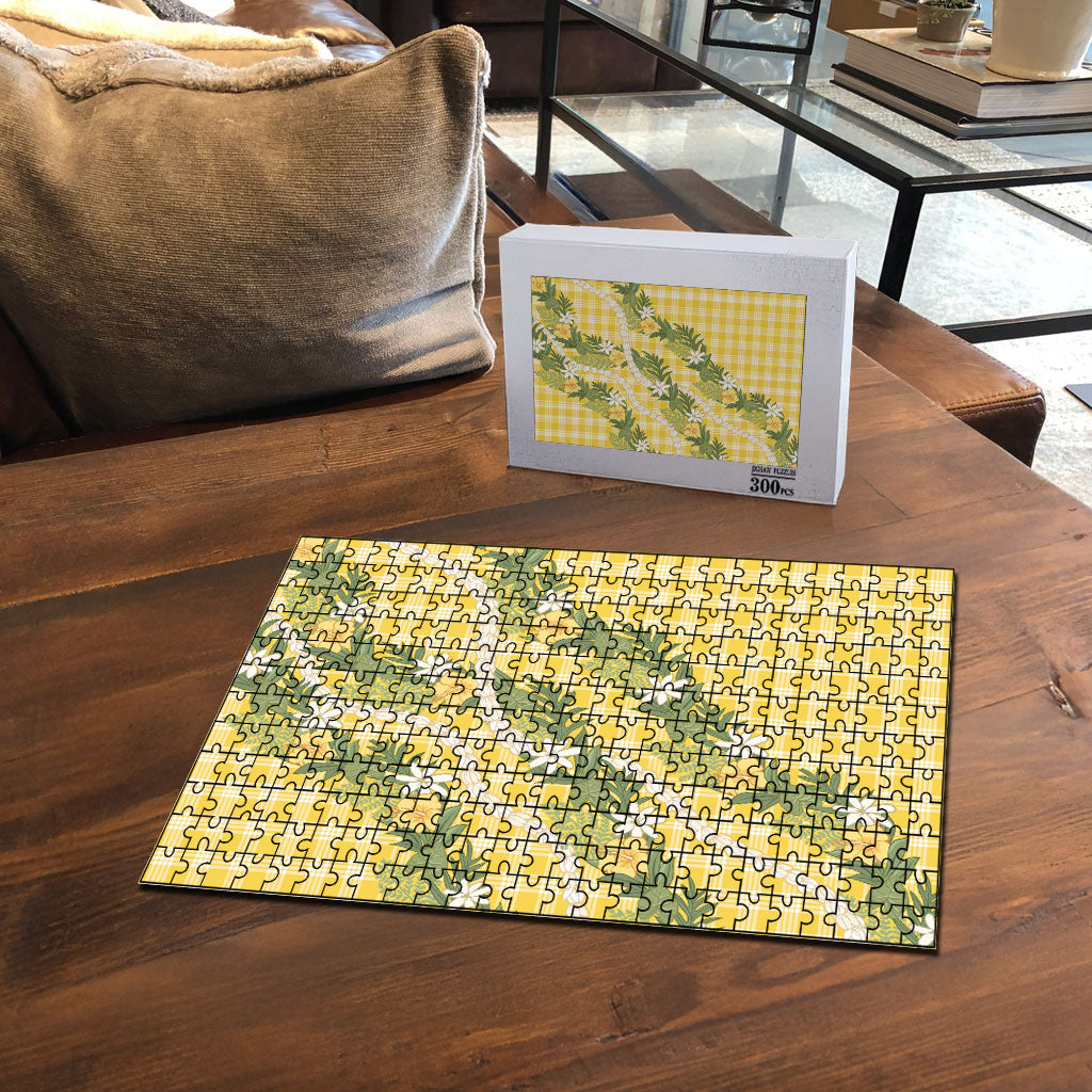 Aloha Puakenikeni Anthurium Pikake Lei Puzzle Gold Hawaiian Palaka Pattern