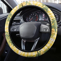 Aloha Puakenikeni Anthurium Pikake Lei Steering Wheel Cover Gold Hawaiian Palaka Pattern LT9 - Polynesian Pride