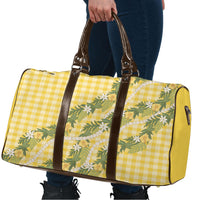 Aloha Puakenikeni Anthurium Pikake Lei Travel Bag Gold Hawaiian Palaka Pattern LT9 - Polynesian Pride