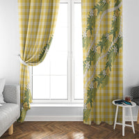 Aloha Puakenikeni Anthurium Pikake Lei Window Curtain Gold Hawaiian Palaka Pattern