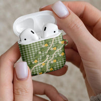 Aloha Puakenikeni Anthurium Pikake Lei AirPods Case Green Hawaiian Palaka Pattern