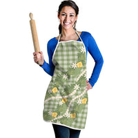 Aloha Puakenikeni Anthurium Pikake Lei Apron Green Hawaiian Palaka Pattern