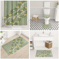 Aloha Puakenikeni Anthurium Pikake Lei Bathroom Set Green Hawaiian Palaka Pattern