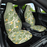 Aloha Puakenikeni Anthurium Pikake Lei Car Seat Cover Green Hawaiian Palaka Pattern