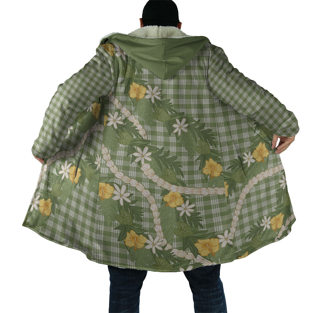 Aloha Puakenikeni Anthurium Pikake Lei Cloak Green Hawaiian Palaka Pattern