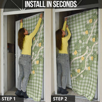 Aloha Puakenikeni Anthurium Pikake Lei Door Cover Green Hawaiian Palaka Pattern