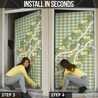 Aloha Puakenikeni Anthurium Pikake Lei Door Cover Green Hawaiian Palaka Pattern