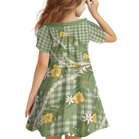Aloha Puakenikeni Anthurium Pikake Lei Family Matching Puletasi and Hawaiian Shirt Green Hawaiian Palaka Pattern LT9 - Polynesian Pride