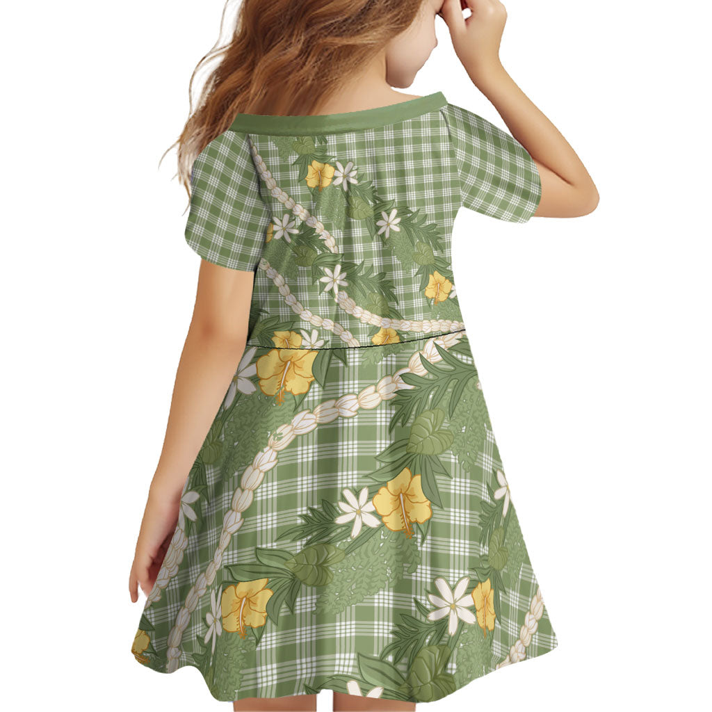 Aloha Puakenikeni Anthurium Pikake Lei Family Matching Tank Maxi Dress and Hawaiian Shirt Green Hawaiian Palaka Pattern LT9 - Polynesian Pride