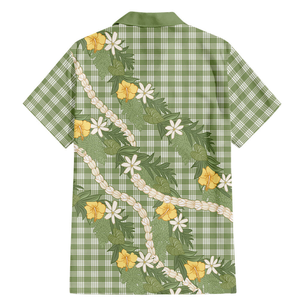 Aloha Puakenikeni Anthurium Pikake Lei Family Matching Tank Maxi Dress and Hawaiian Shirt Green Hawaiian Palaka Pattern LT9 - Polynesian Pride