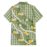 Aloha Puakenikeni Anthurium Pikake Lei Hawaiian Shirt Green Hawaiian Palaka Pattern