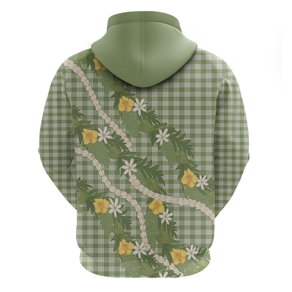 Aloha Puakenikeni Anthurium Pikake Lei Hoodie Green Hawaiian Palaka Pattern LT9 - Polynesian Pride