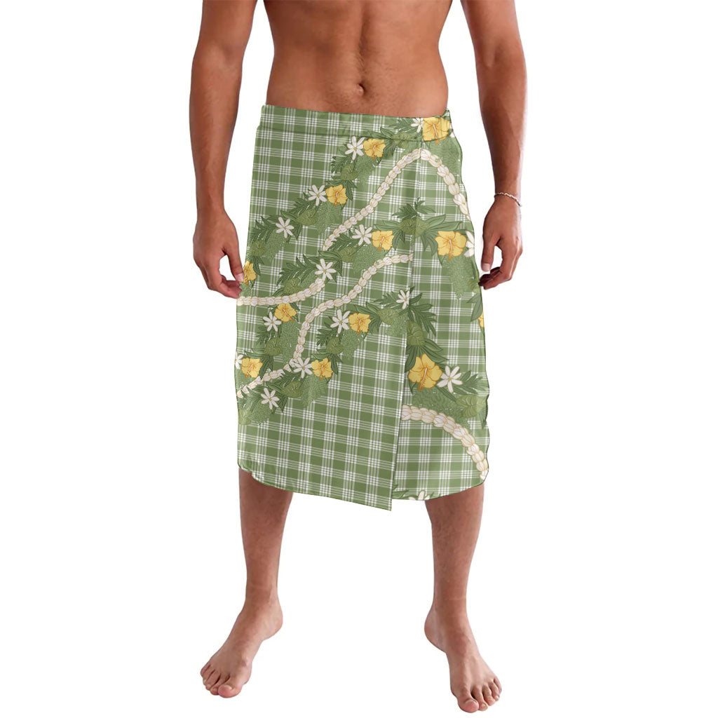 Aloha Puakenikeni Anthurium Pikake Lei Lavalava Green Hawaiian Palaka Pattern