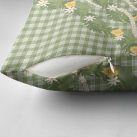 Aloha Puakenikeni Anthurium Pikake Lei Pillow Cover Green Hawaiian Palaka Pattern