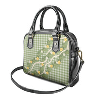 Aloha Puakenikeni Anthurium Pikake Lei Shoulder Handbag Green Hawaiian Palaka Pattern