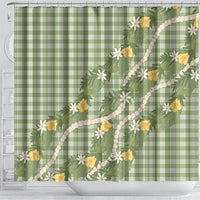 Aloha Puakenikeni Anthurium Pikake Lei Shower Curtain Green Hawaiian Palaka Pattern