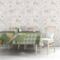 Aloha Puakenikeni Anthurium Pikake Lei Tablecloth Green Hawaiian Palaka Pattern