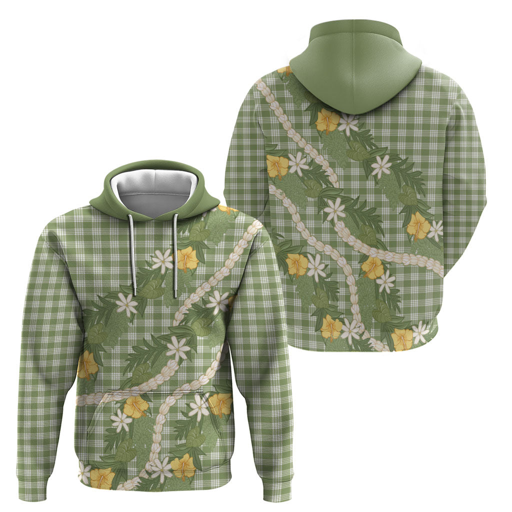 Aloha Puakenikeni Anthurium Pikake Lei Zip Hoodie Green Hawaiian Palaka Pattern