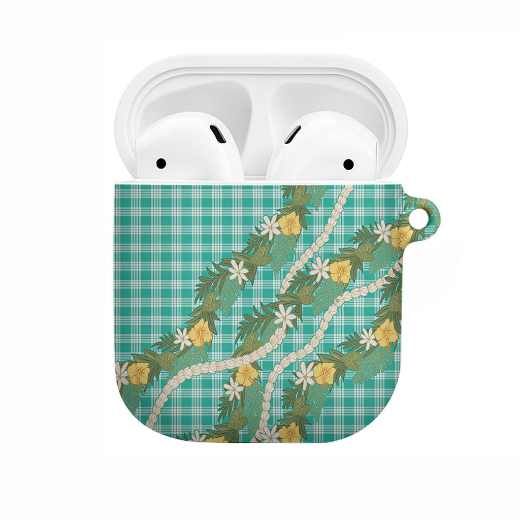 Aloha Puakenikeni Anthurium Pikake Lei AirPods Case Marine Hawaiian Palaka Pattern