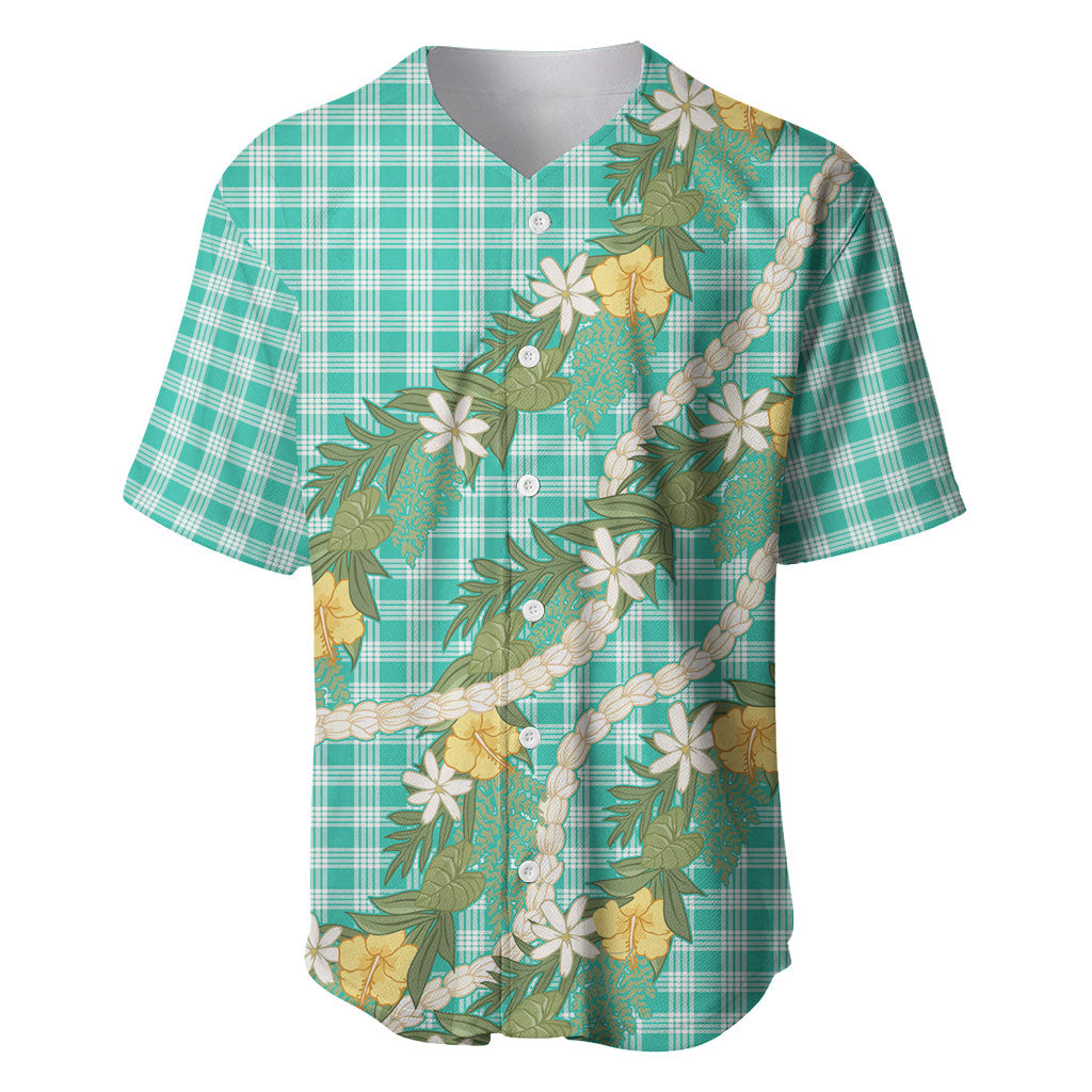 Aloha Puakenikeni Anthurium Pikake Lei Baseball Jersey Marine Hawaiian Palaka Pattern