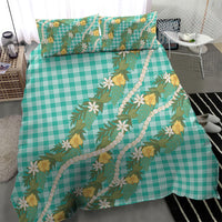 Aloha Puakenikeni Anthurium Pikake Lei Bedding Set Marine Hawaiian Palaka Pattern
