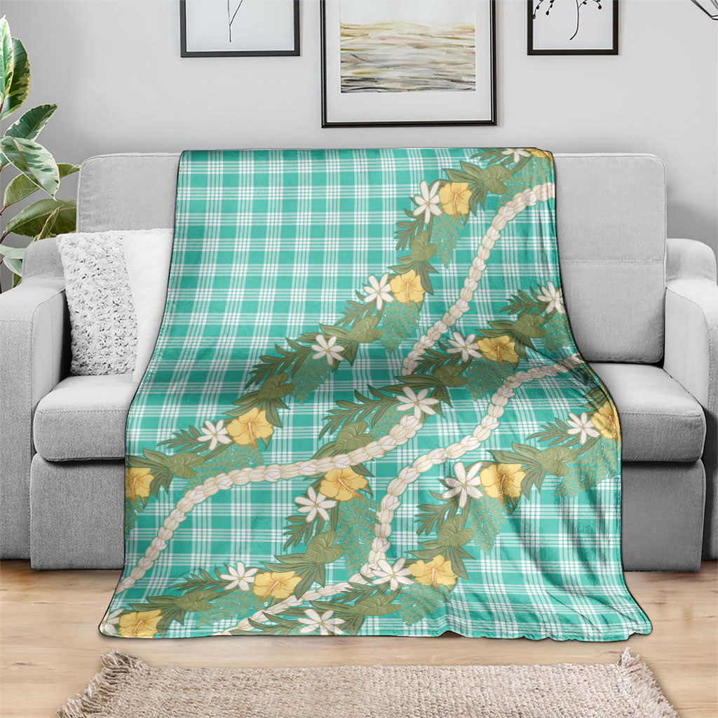 Aloha Puakenikeni Anthurium Pikake Lei Blanket Marine Hawaiian Palaka Pattern