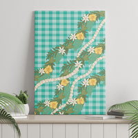 Aloha Puakenikeni Anthurium Pikake Lei Canvas Wall Art Marine Hawaiian Palaka Pattern