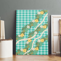 Aloha Puakenikeni Anthurium Pikake Lei Canvas Wall Art Marine Hawaiian Palaka Pattern