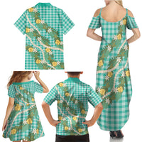 Aloha Puakenikeni Anthurium Pikake Lei Family Matching Summer Maxi Dress and Hawaiian Shirt Marine Hawaiian Palaka Pattern LT9 - Polynesian Pride