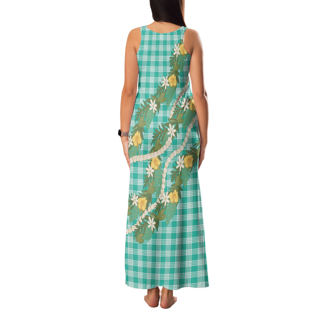 Aloha Puakenikeni Anthurium Pikake Lei Family Matching Tank Maxi Dress and Hawaiian Shirt Marine Hawaiian Palaka Pattern LT9 - Polynesian Pride